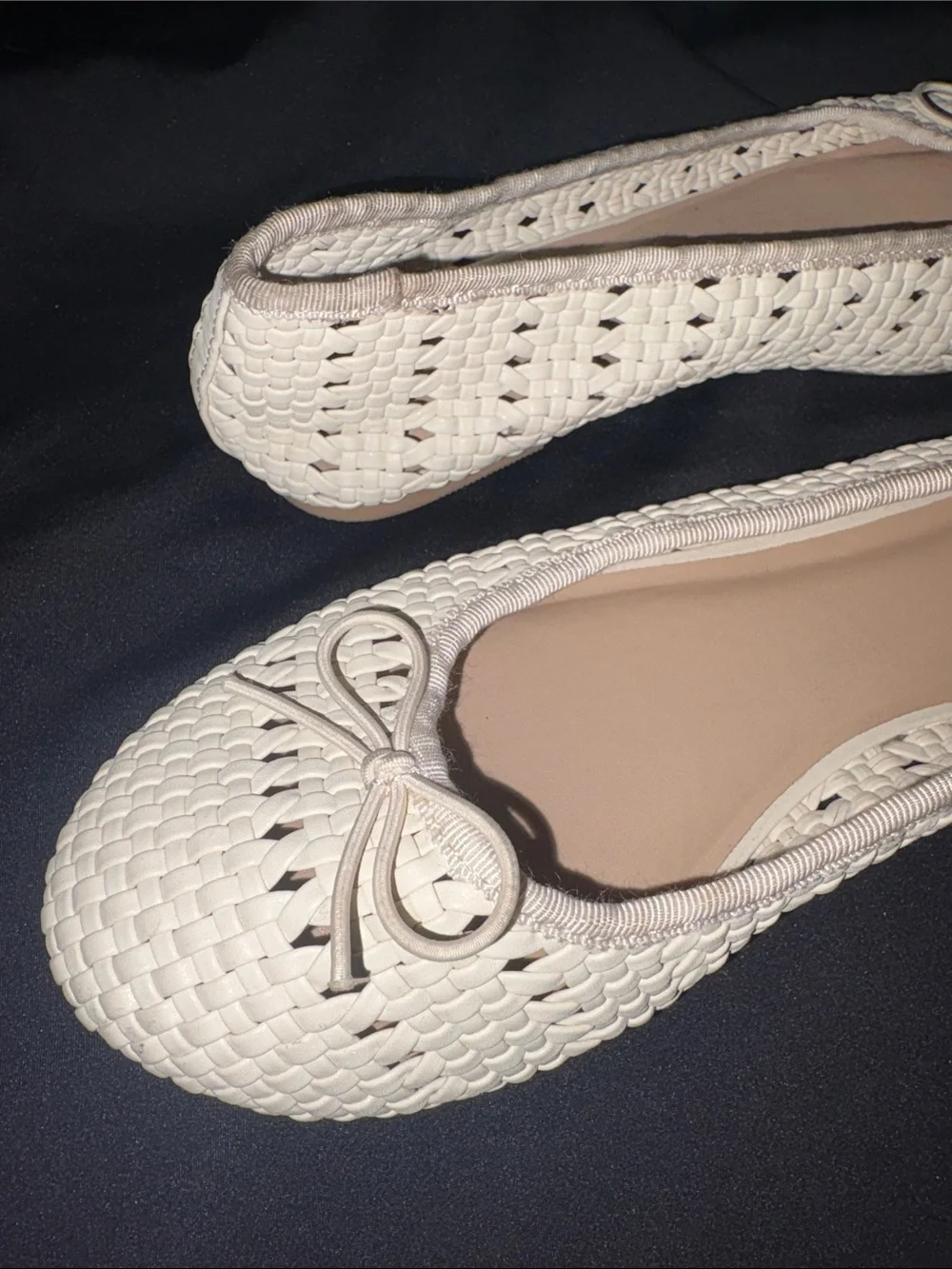 Cat & Jack Cream Woven Ballet Flats with Bow